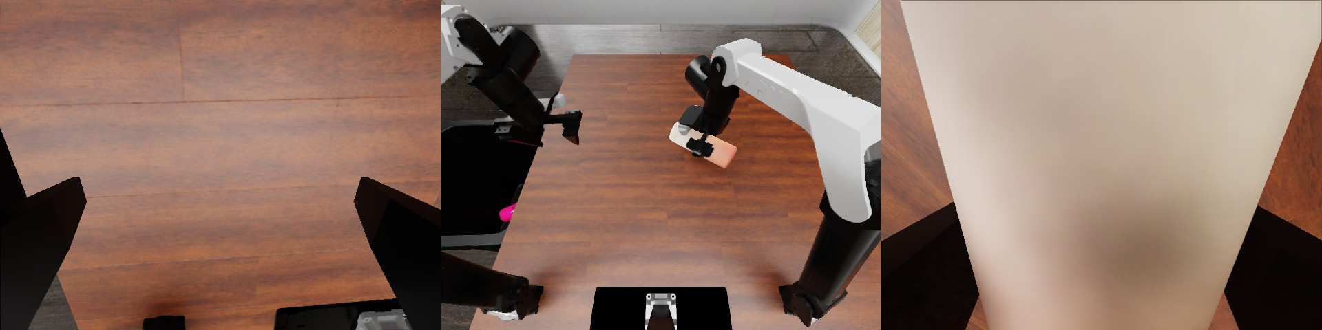 Three synchronized camera views at live step 672